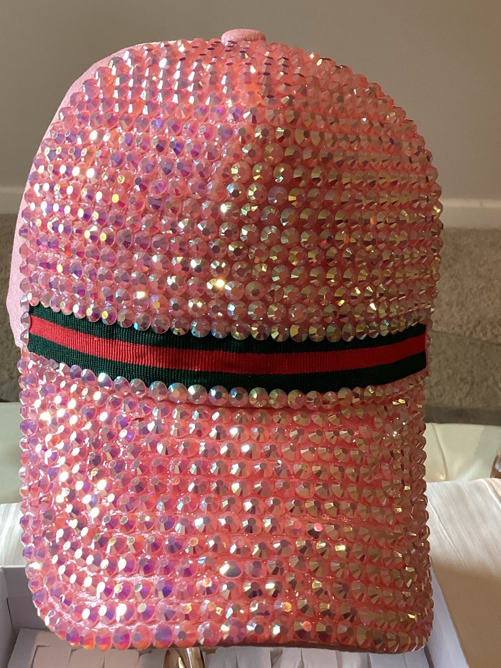 Pink Rhinestone Embellished Women's Baseball Cap